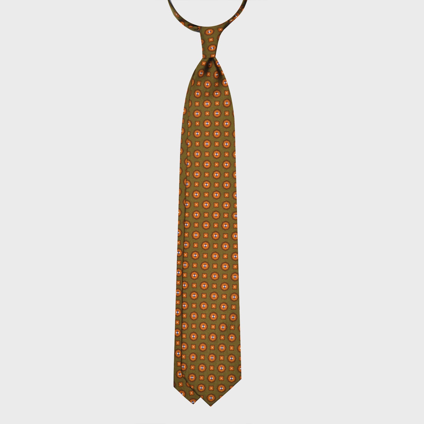 Army Green Silk Tie Elegant Micro Diamonds Pattern