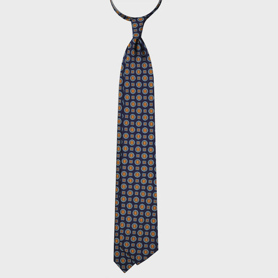 Denim Blue Silk Tie Elegant Micro Diamonds Pattern