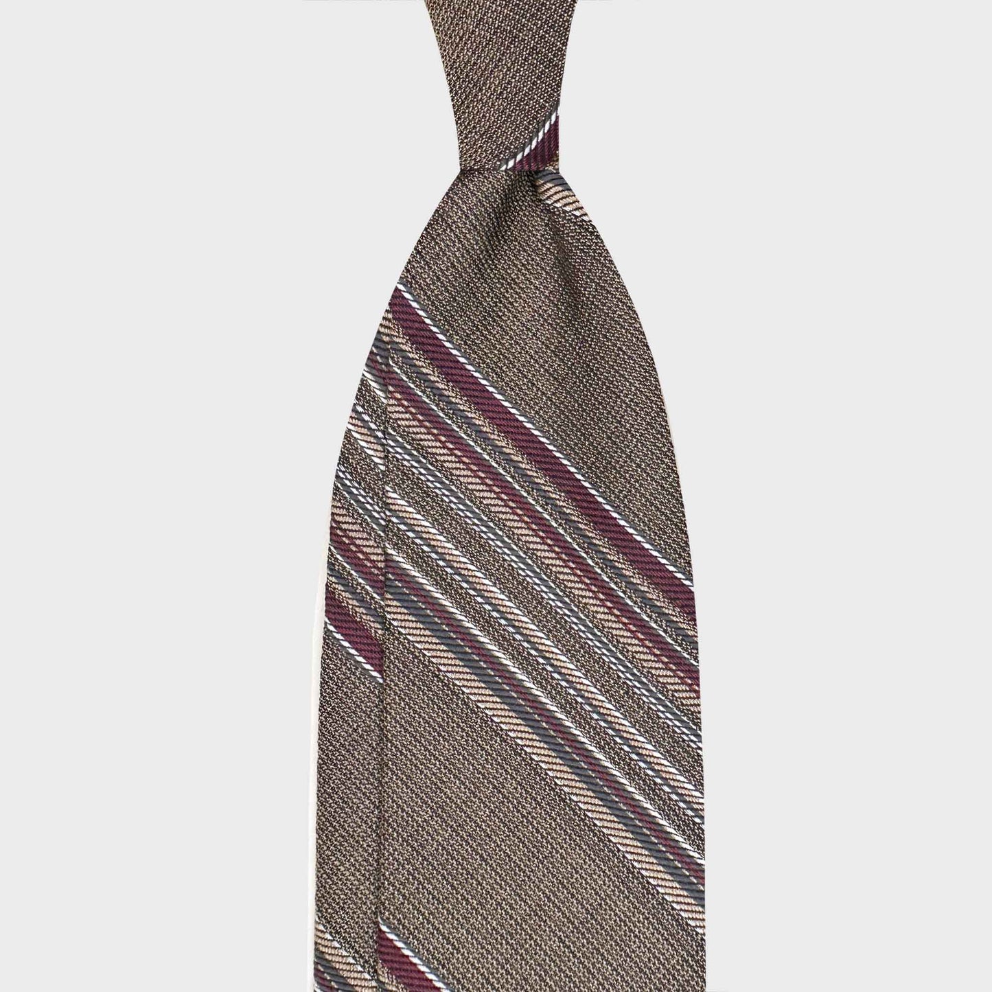 Sand brown silk regimental tie vintage multi stripe Wools Boutique Uomo Geneva
