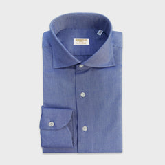 Borriello Twill Cotton Flannel Shirt Ocean Blue