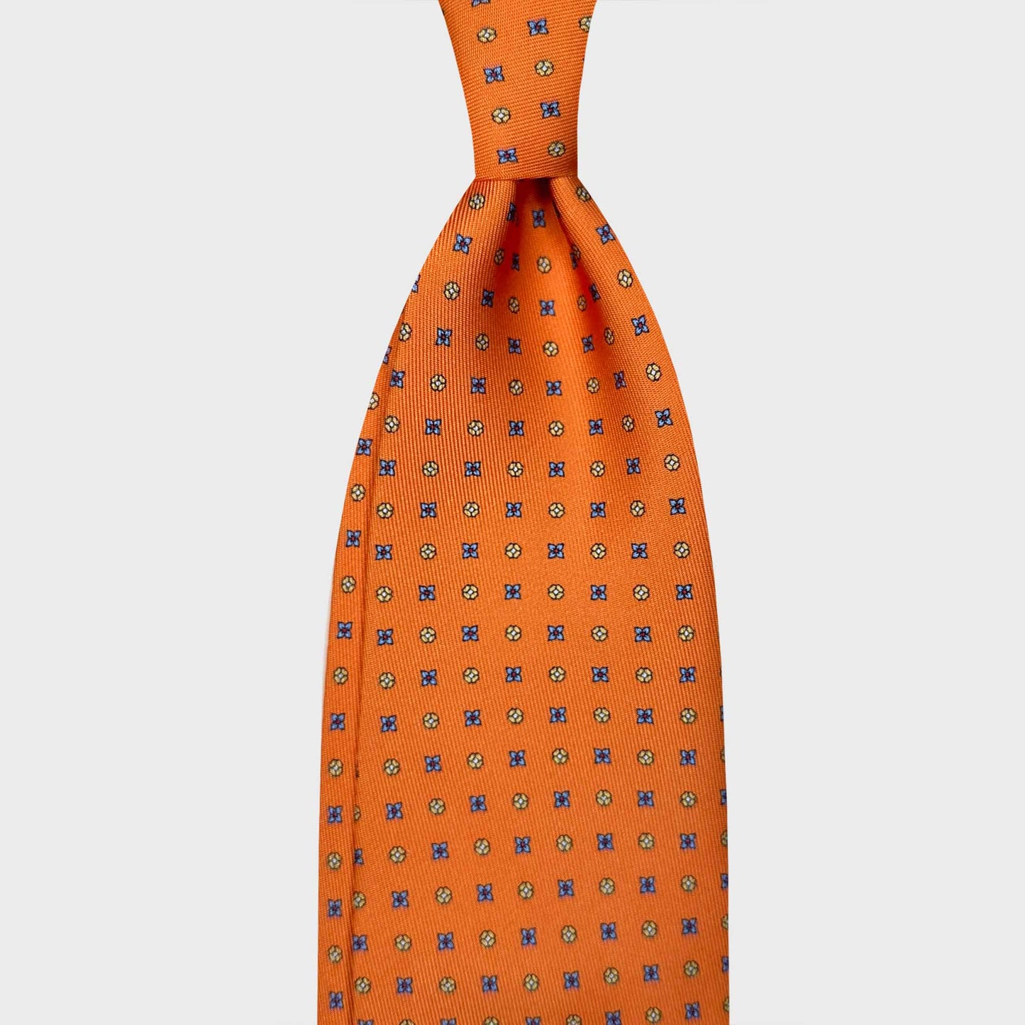 Buy Men's Orange Silk Tie Classic Diamonds Pattern. Hand made orange silk tie, yellow and light blue diamonds pattern, made in Italy sartorial ties f marino napoli for Wools Boutique Uomo Geneva