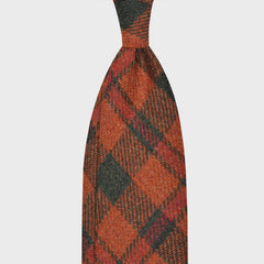 F.Marino Tweed Krawatte 3-fach gefaltet Karo Orange