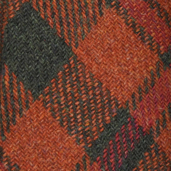 Orange Plaid Checks Wool Tweed Unlined Handmade Tie
