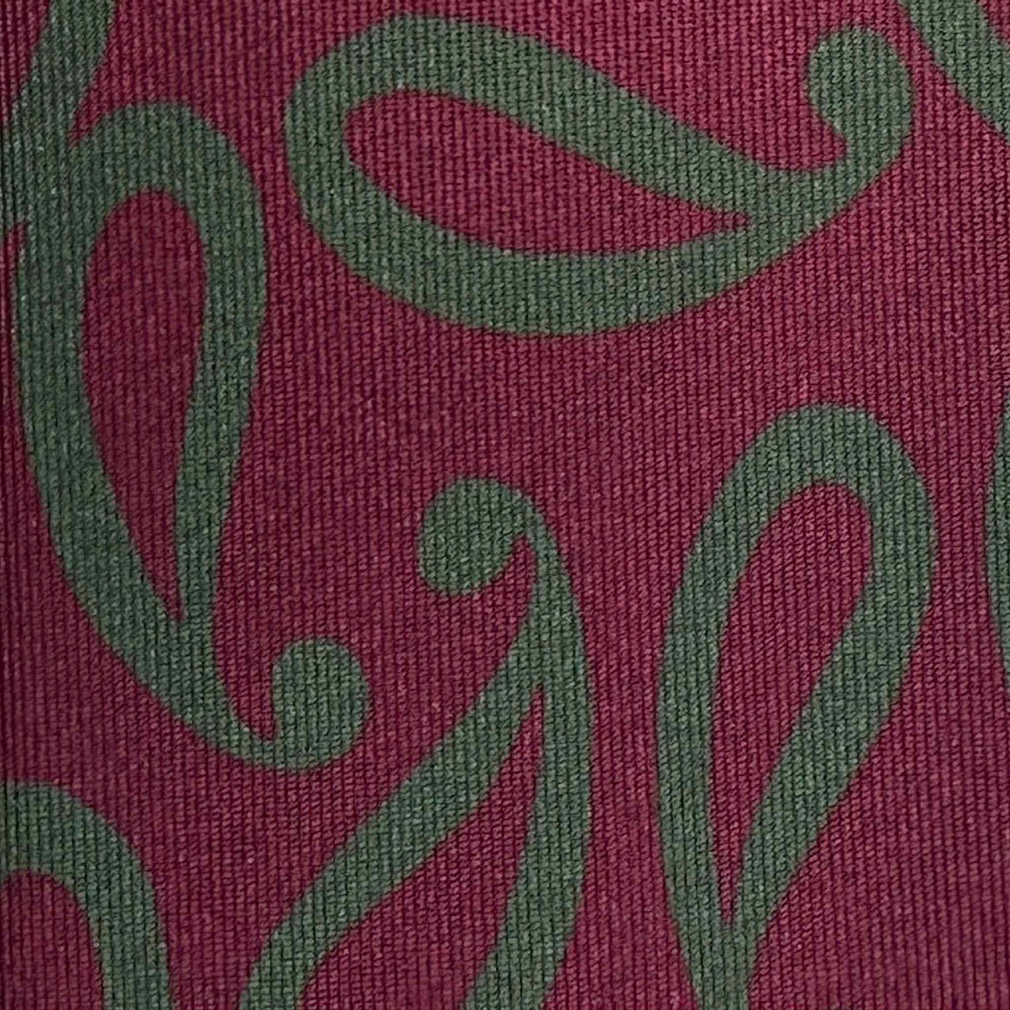 Details of Red Wine Silk Tie Contemporary Bold Paisley Pattern.