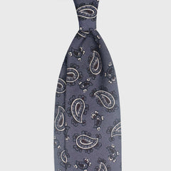 F.Marino Cravate En Laine 3 Plis Motif Toile Bleu