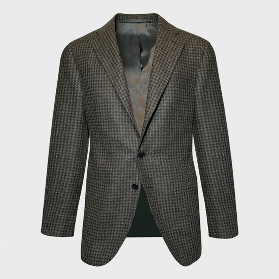 Mud Green Pied de Poule Tailoring Tweed Jacket Caruso