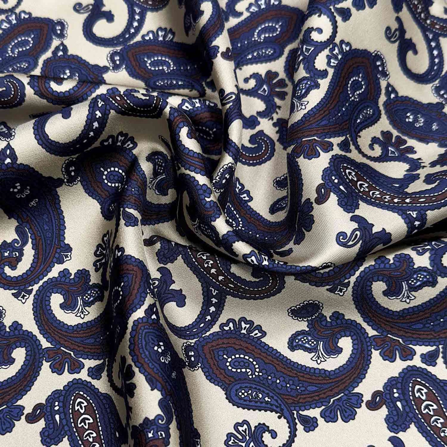 Load image into Gallery viewer, Ivory White Silk Pocket Square Paisley Pattern. Men&amp;#39;s paisley pocket square made with soft silk and with rolled edge
