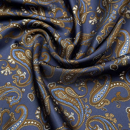 Load image into Gallery viewer, Pickled Bluewood Silk Pocket Square Paisley Pattern. Men&amp;#39;s paisley pocket square made with soft silk and with rolled edge
