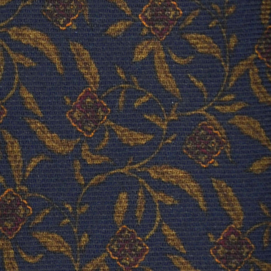 Blue Wool Tie Liberty Flowers Printed. Men's blue tie made with finest Italian wool soft fabric to the touch, unlined tie