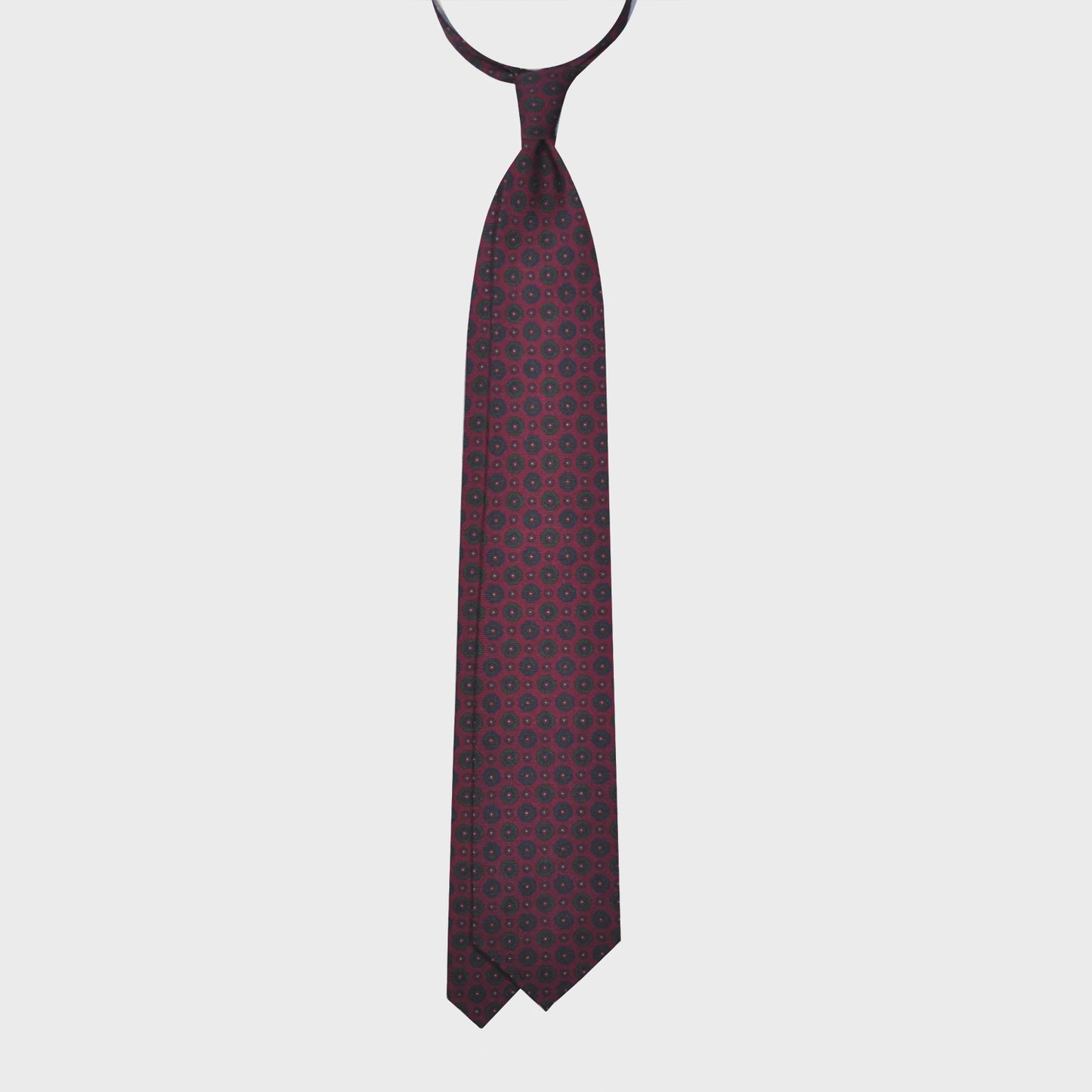Load image into Gallery viewer, Burgundy Flowers Printed Wool Tie. Timeless burgundy tie made with finest Italian wool soft fabric to the touch
