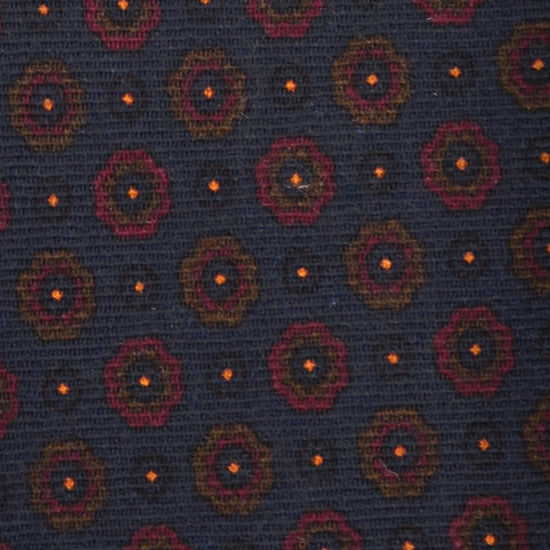 F.Marino Flowers Printed Wool Tie 3 Folds Blue