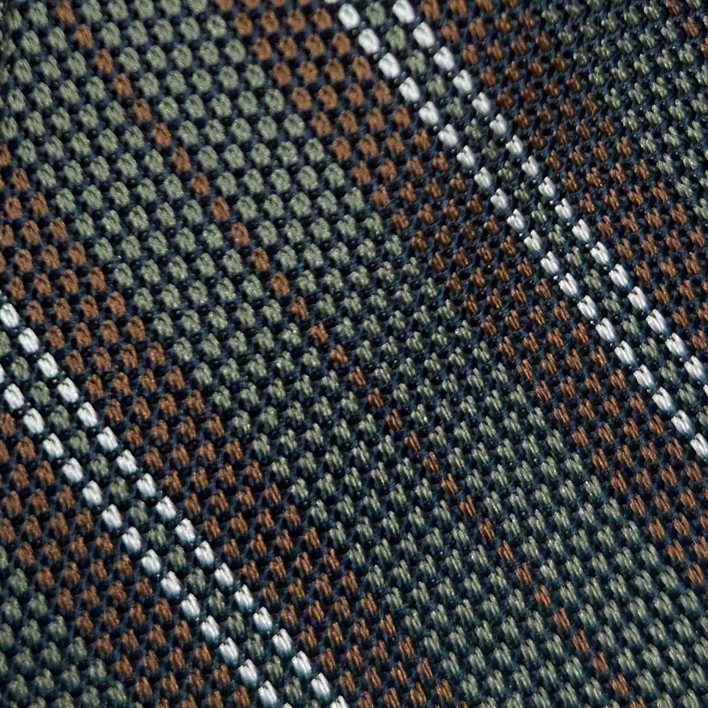 Army Green Regimental Multi Striped Silk Tie Grenadine Small Gauze