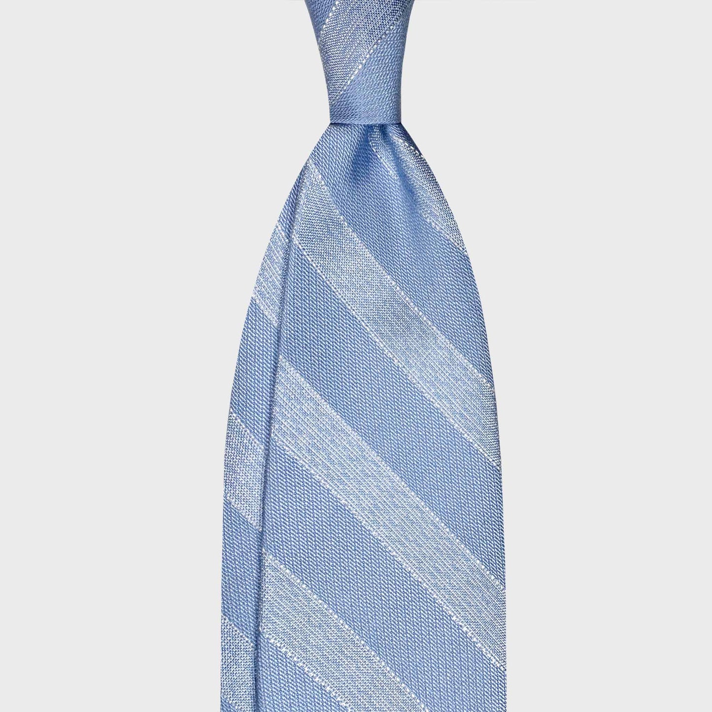Light blue canvas silk regimental tie fine texture Wools Booutique Uomo Geneva