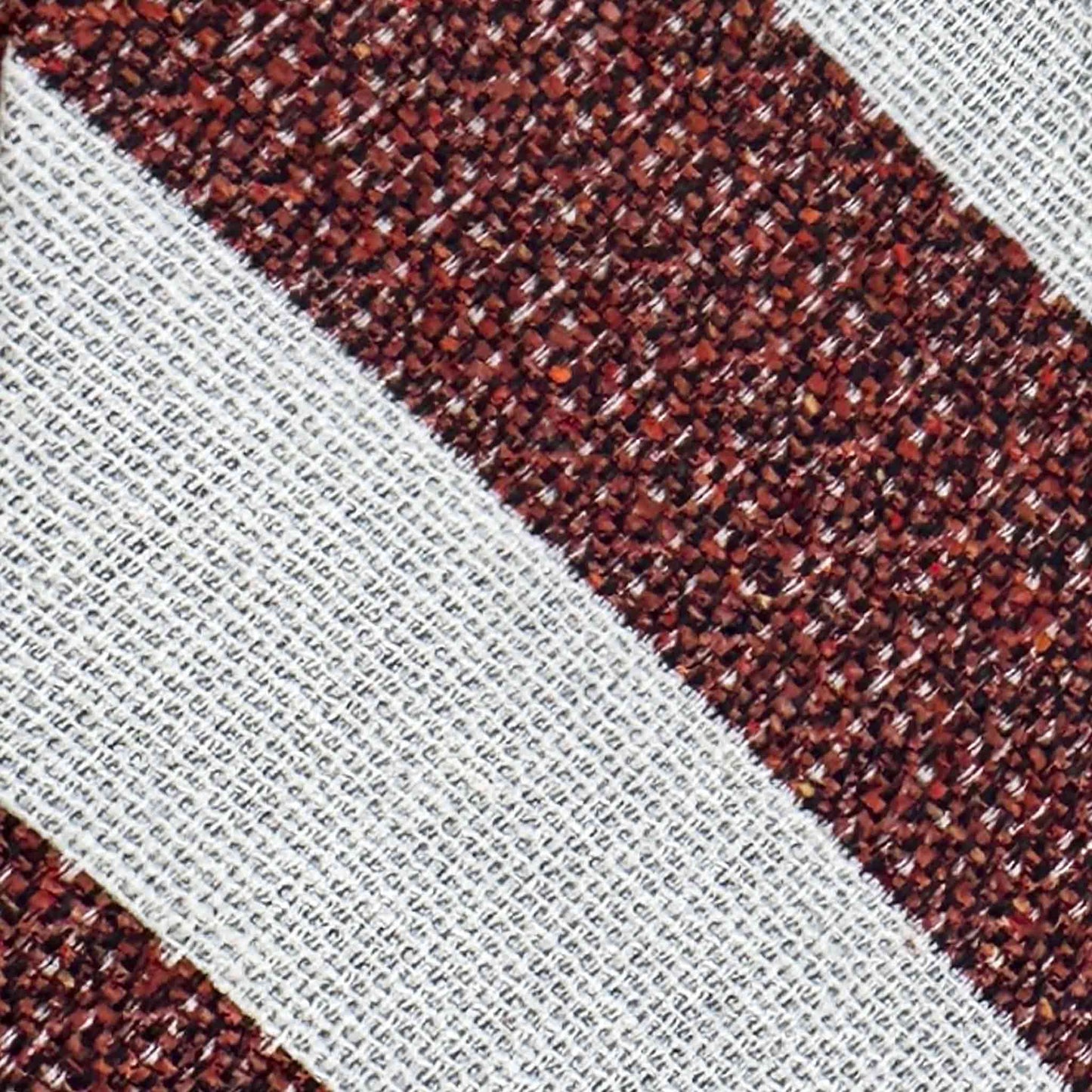 Detail textured silk wool tie rust brown ivory weave