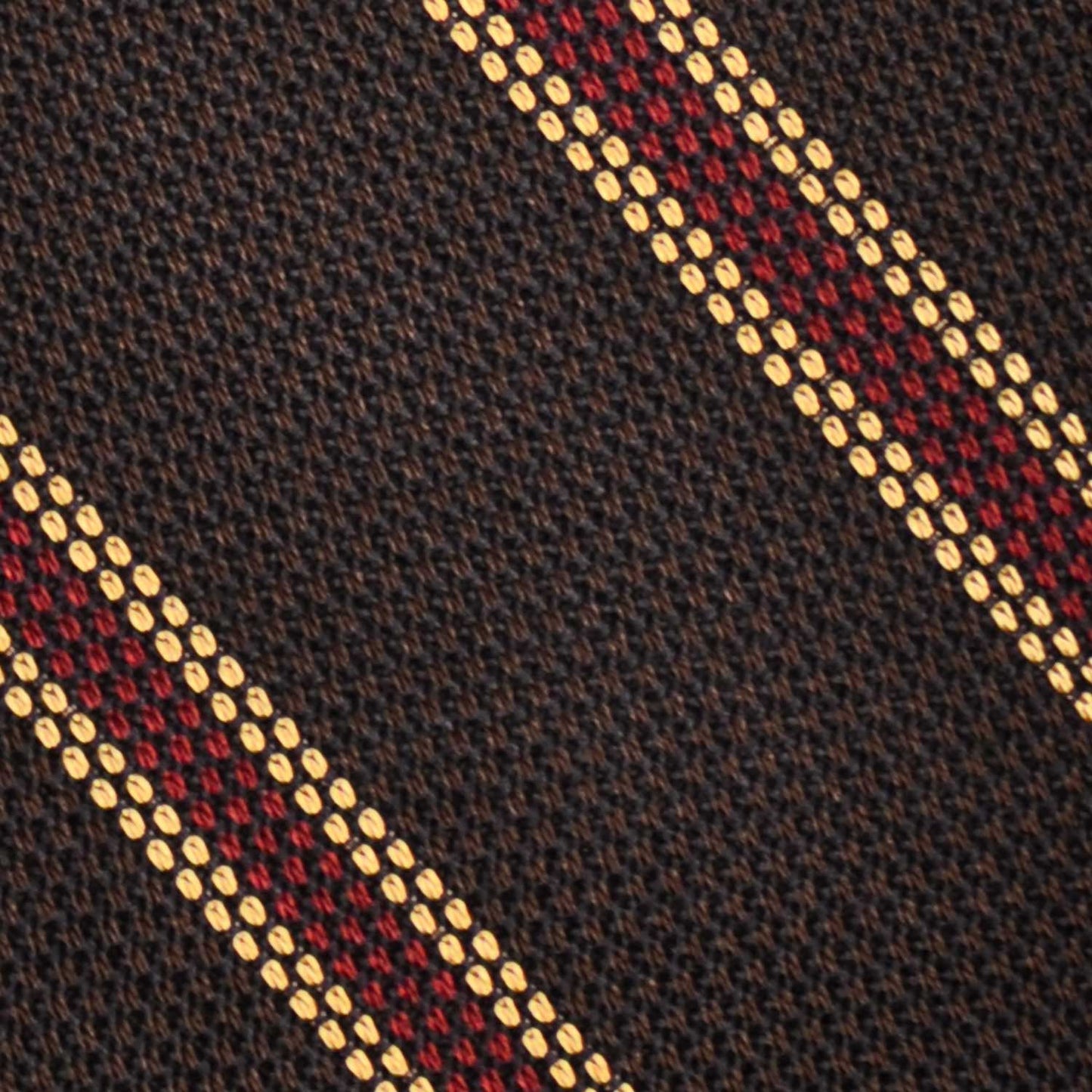 Coffee Brown Striped Grenadine Silk Tie Garza Handmade in Italy