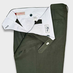 Pantalon en laine à double pli classique Rota Hopsack Marling &amp; Evans, vert armée