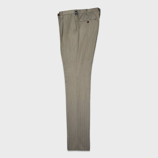 Rota Solaro Wool Trousers Herringbone Sandstone Beige