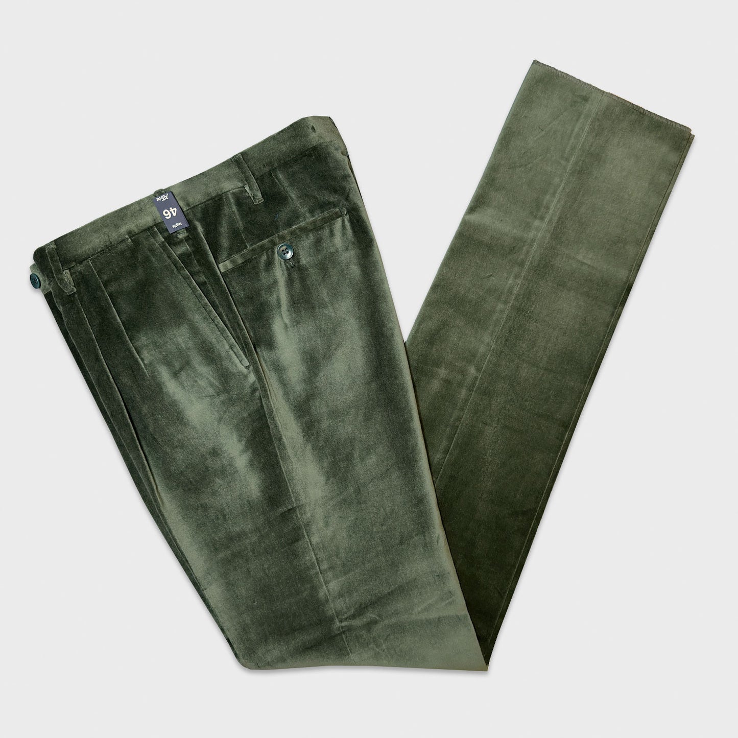 Pine Green Velvet Cotton Tailoring Pants Rota Pantaloni