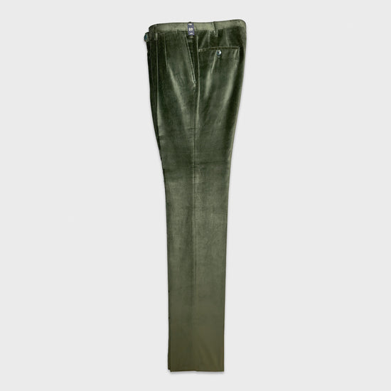 Pine Green Velvet Cotton Tailoring Pants Rota Pantaloni