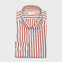 Borriello Striped Shirt Thomas Mason Cotton Rust Brown