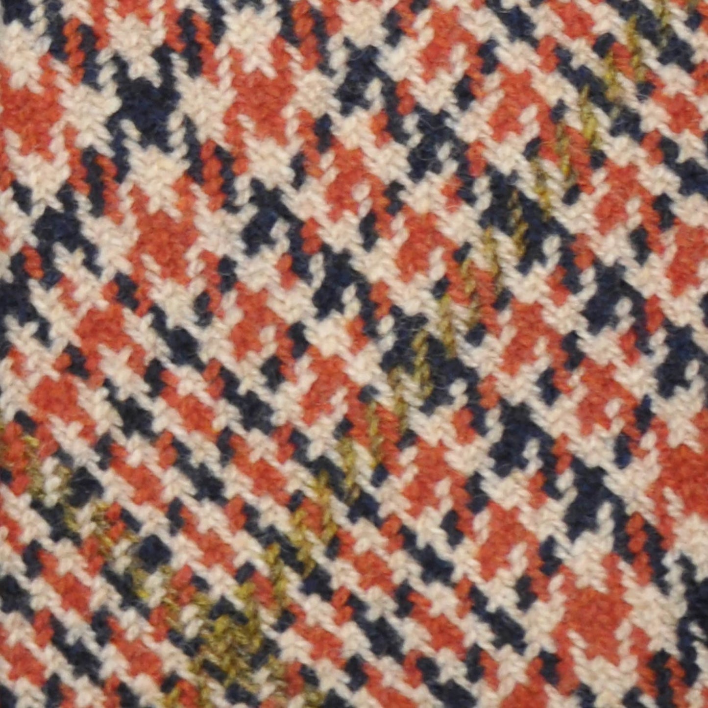 Orange Tweed Tie Handmade Unlined Houndstooth Pattern