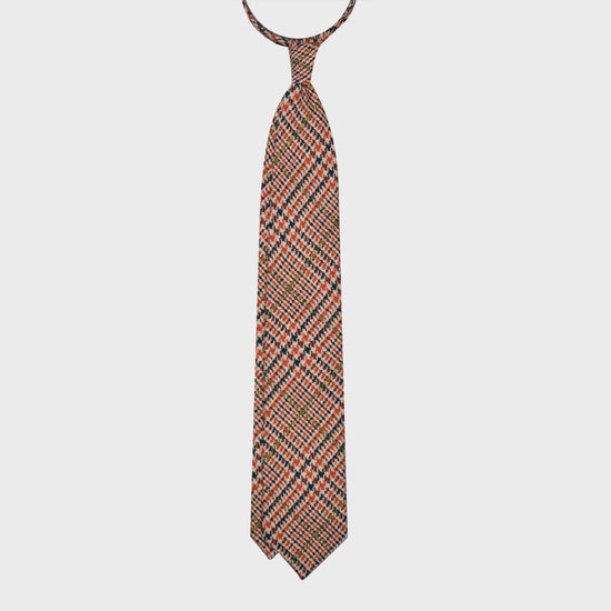 Orange Tweed Tie Handmade Unlined Houndstooth Pattern