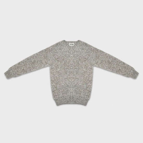 Mélange Sand Beige Shetland Wool Crewneck Sweater.