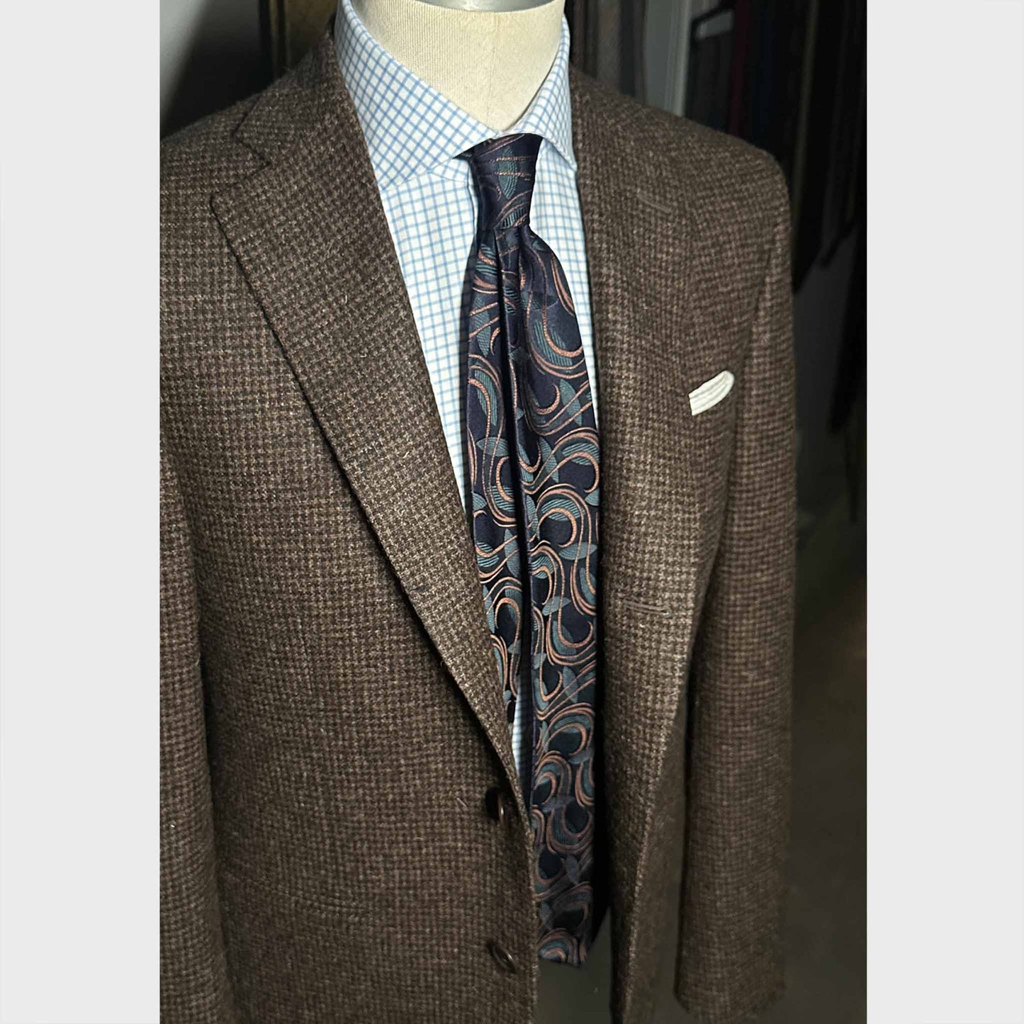 Wools Boutique Uomo Tie Ornamental Art Nouveau Navy Blue