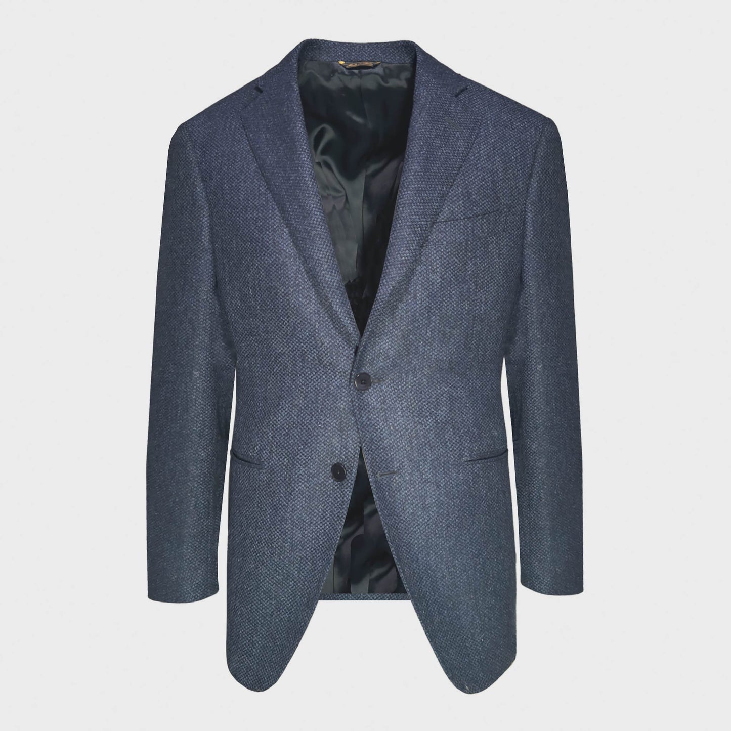 Men's Wool Barleycorn Tweed Jacket Denim Blue. Exclusive denim blue wool jacket made with soft tweed barleycorn, made in Italy by Scuderi x Wools Boutique Uomo men's tailoring jackets geneva switzerland