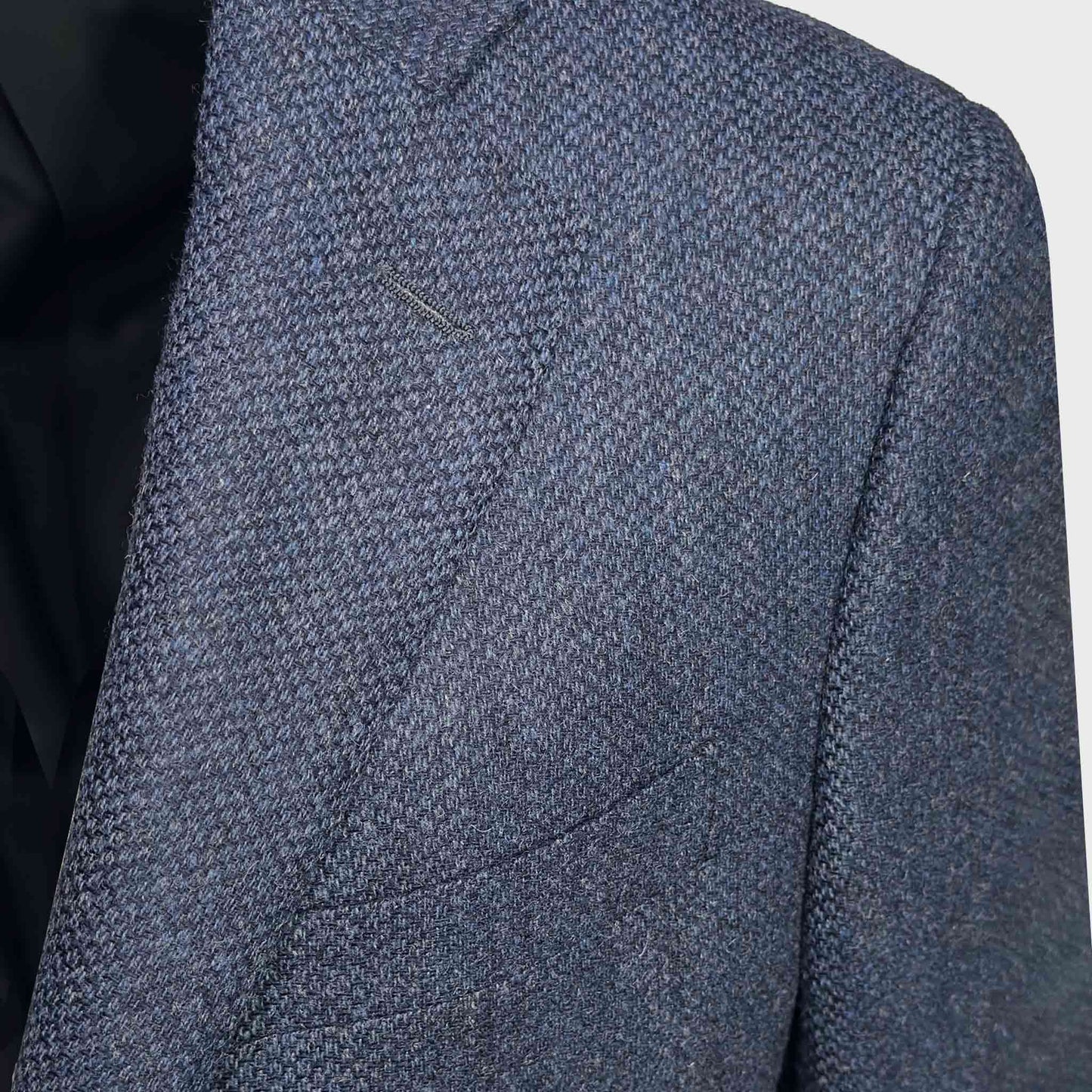 Men's Wool Barleycorn Tweed Jacket Denim Blue made in Italy by Scuderi x Wools Boutique Uomo men's tailoring jackets geneva switzerland