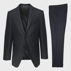 Scuderi Classic Dark Navy Blue Tailoring Wool Suit for Autumn Winter
