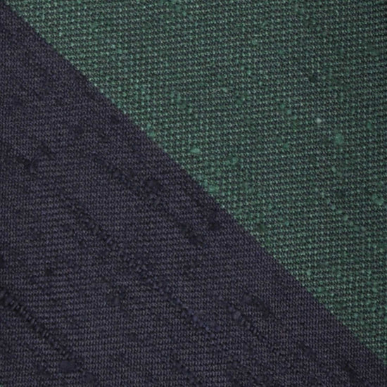 Green Shantung Silk Tie Regimental Wide Striped