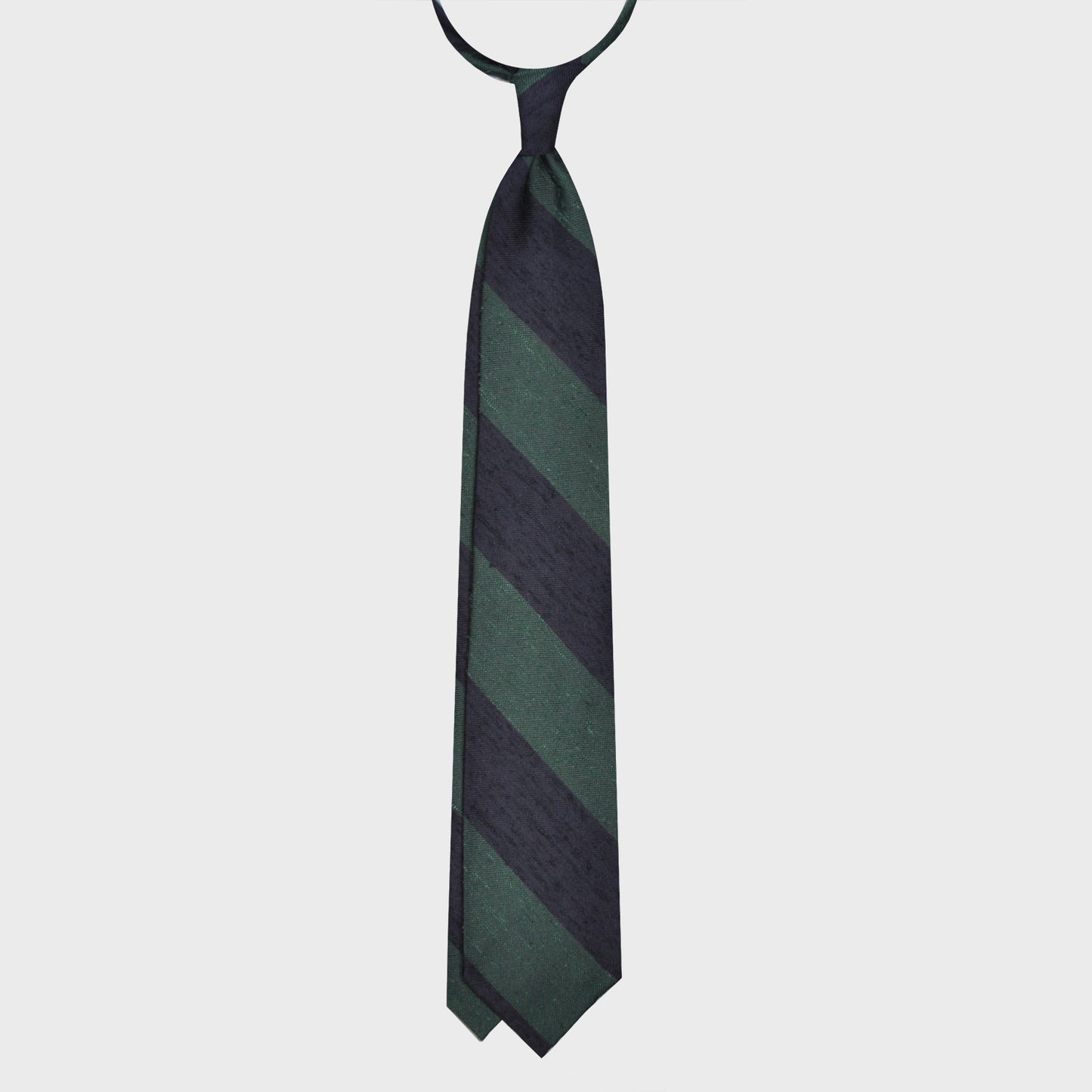 Green Shantung Silk Tie Regimental Wide Striped