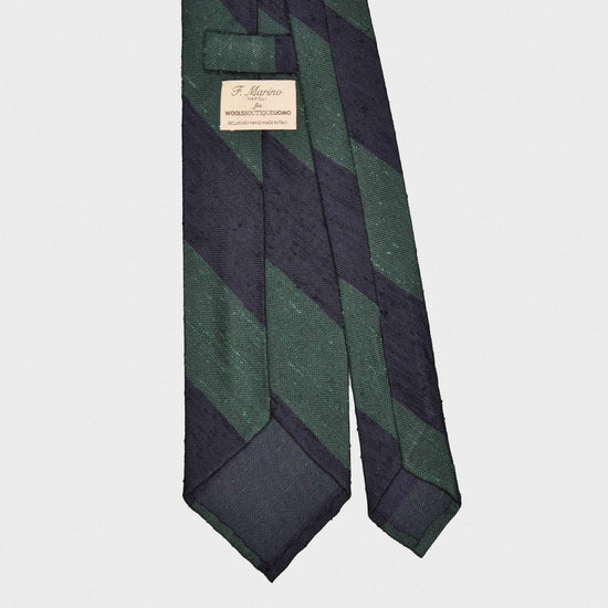 Load image into Gallery viewer, Green Shantung Silk Tie Regimental Wide Striped

