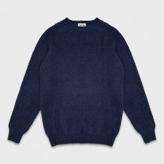 Barto Shetland Wool Crewneck Sweater Navy Blue