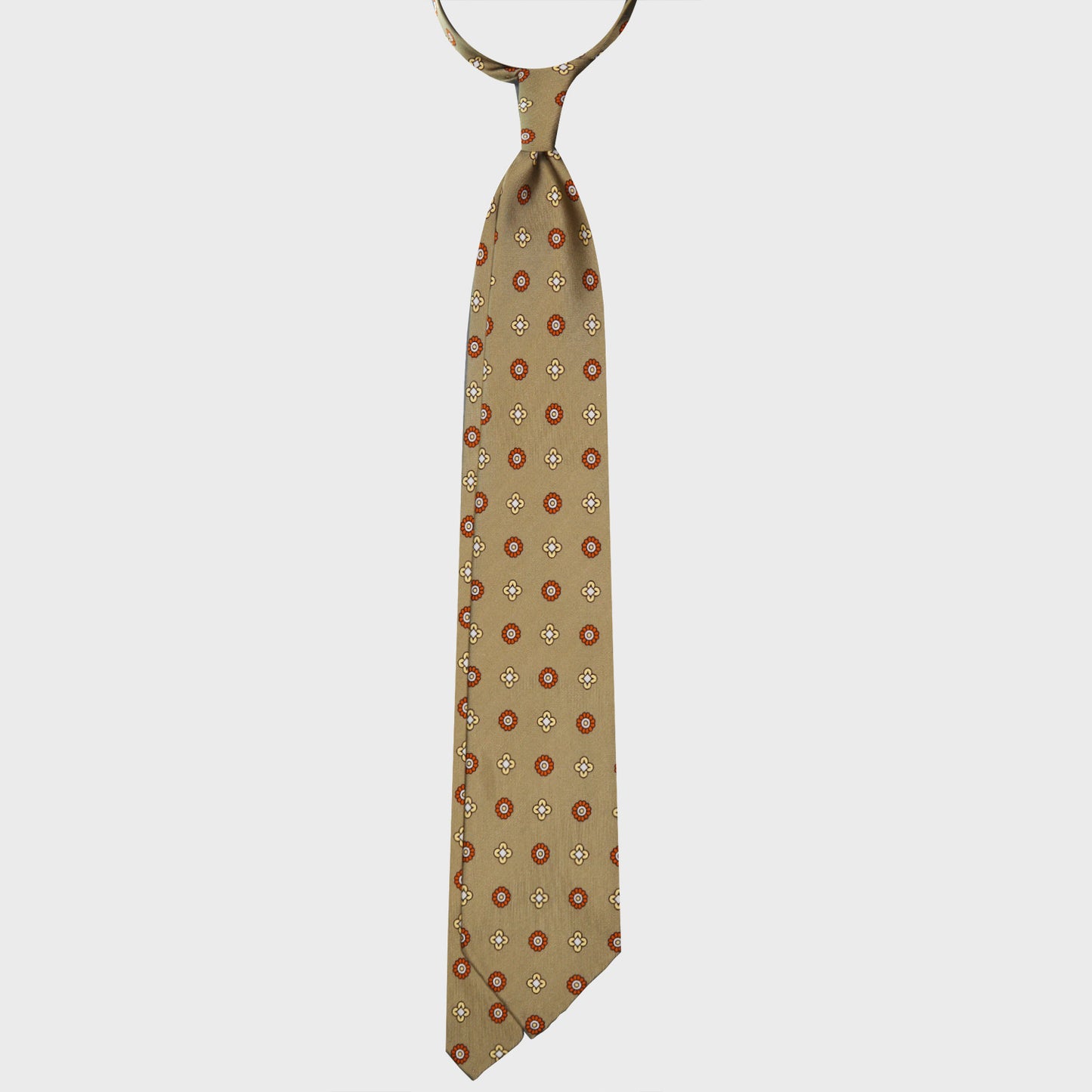 Dark Sand Silk Tie Classic Diamonds Pattern