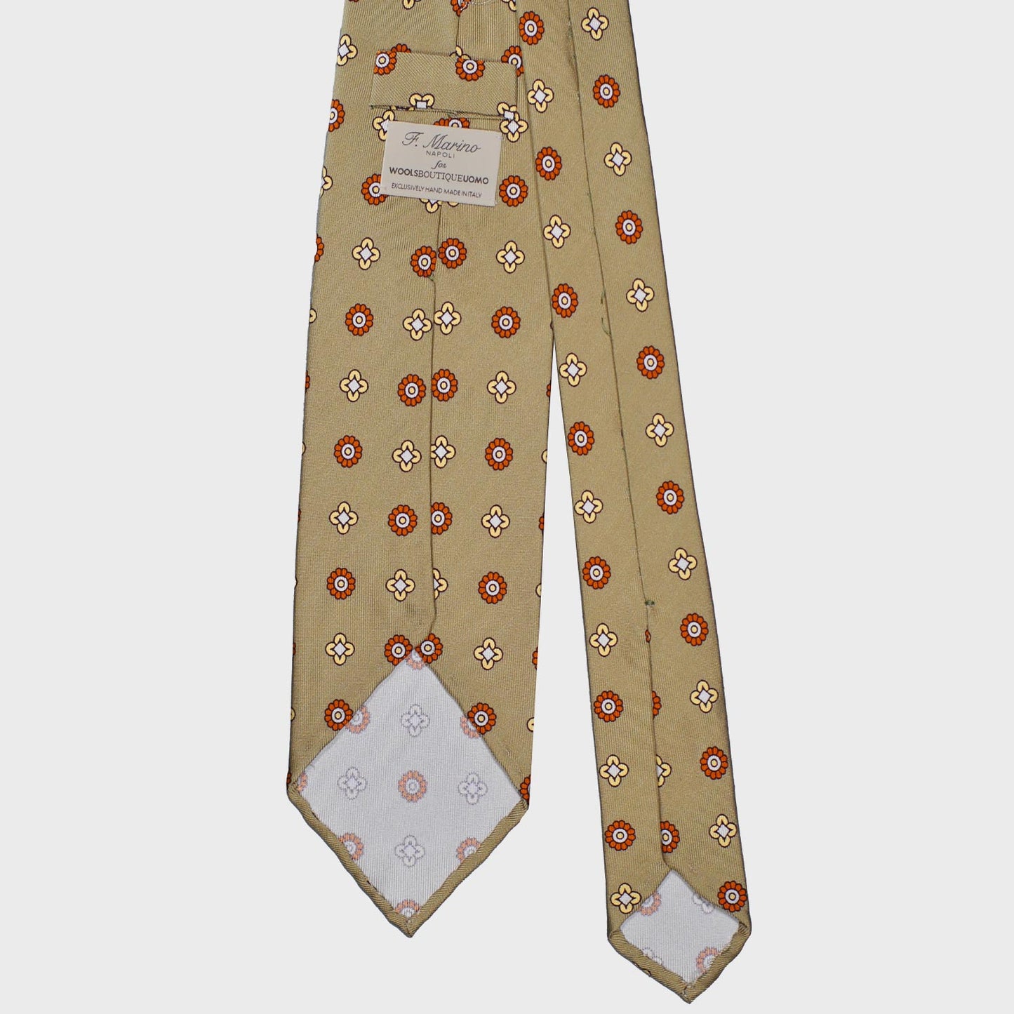 Dark Sand Silk Tie Classic Diamonds Pattern