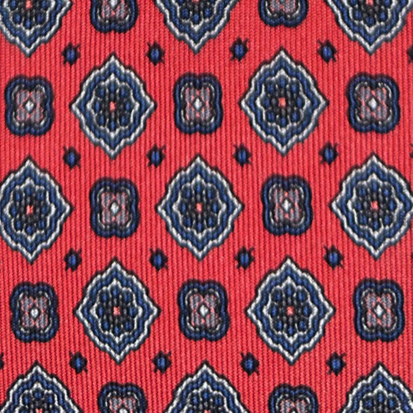 details Crimson Red Silk Tie Diamonds Pattern Handmade in Italy