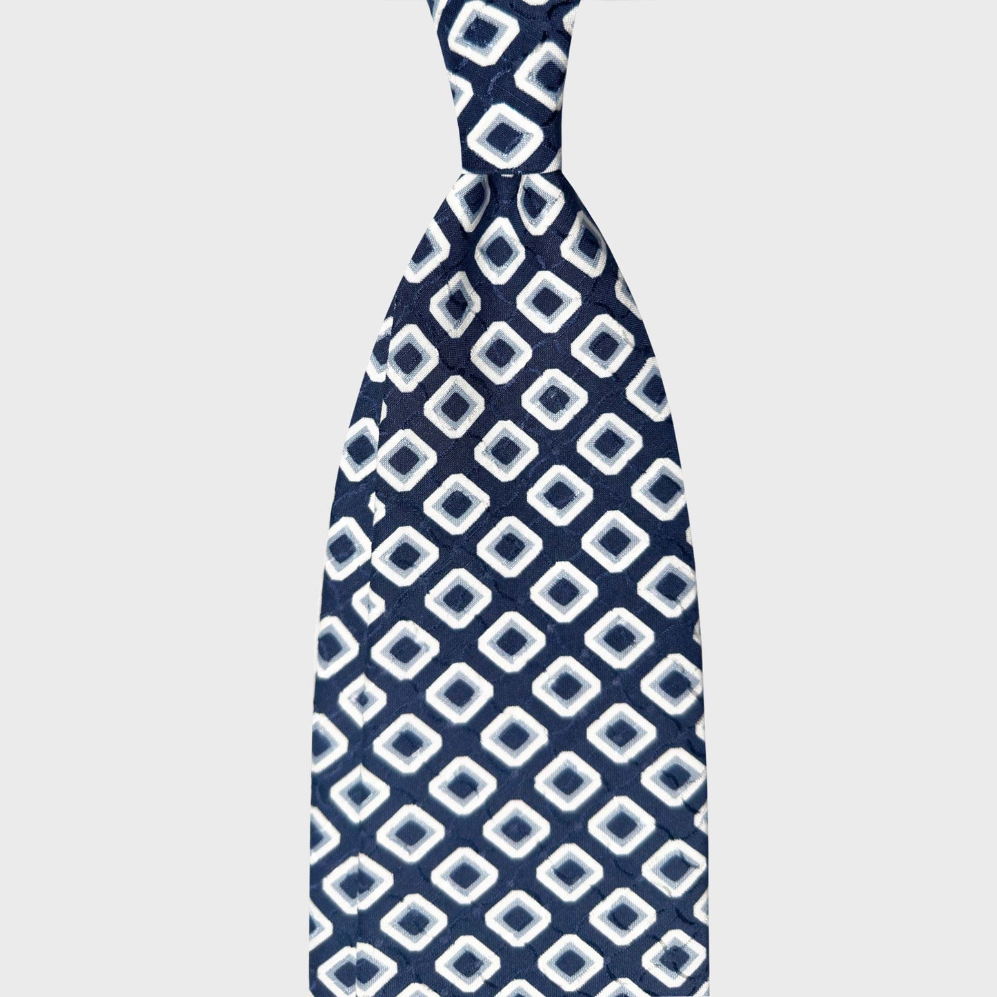 Wools Boutique Uomo Geneva Navy Blue Silk Tie Grey Modern Diamond 