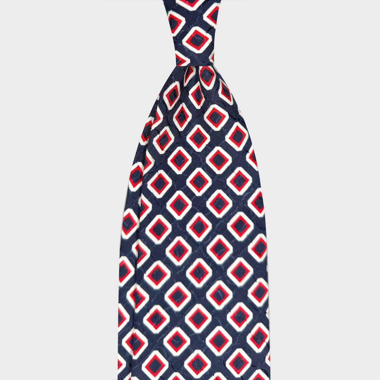navy blue silk tie red white diamond pattern Wools Boutique Uomo Geneva