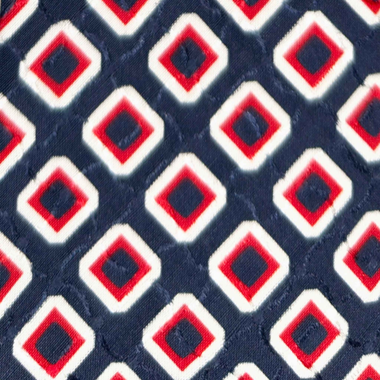 detail silk tie modern diamond pattern navy red white