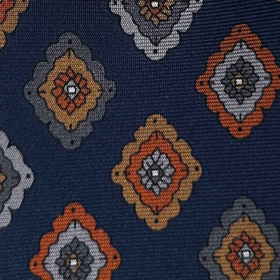 Navy Blue Silk Tie Classic Diamonds Pattern Geneva