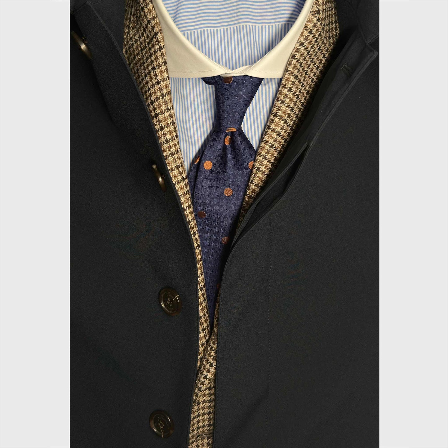 Men's outfit with Silk Tie Bold Pois Cobalt Blue