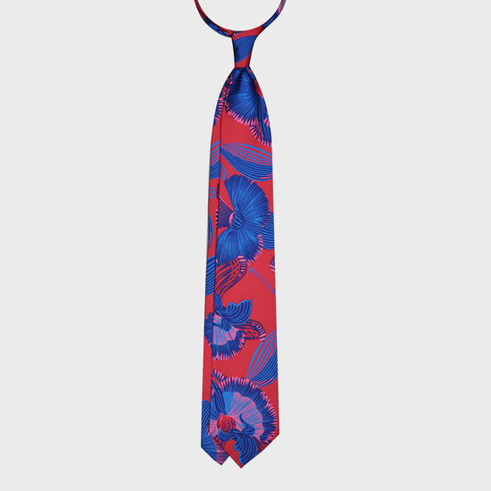 Load image into Gallery viewer, Magenta Red Silk Tie 3 Hawaiian Floral Pattern
