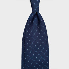 F.Marino Seidenkrawatte 3-fach gefaltet Micro Diamonds Marineblau