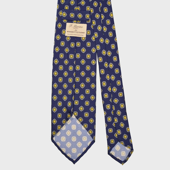 Navy Blue Silk Tie Formal Diamonds Pattern