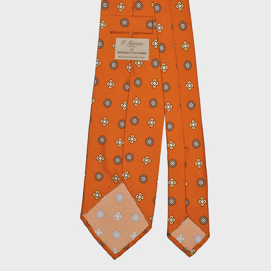 Rusty Orange Silk Tie Classic Diamonds Pattern
