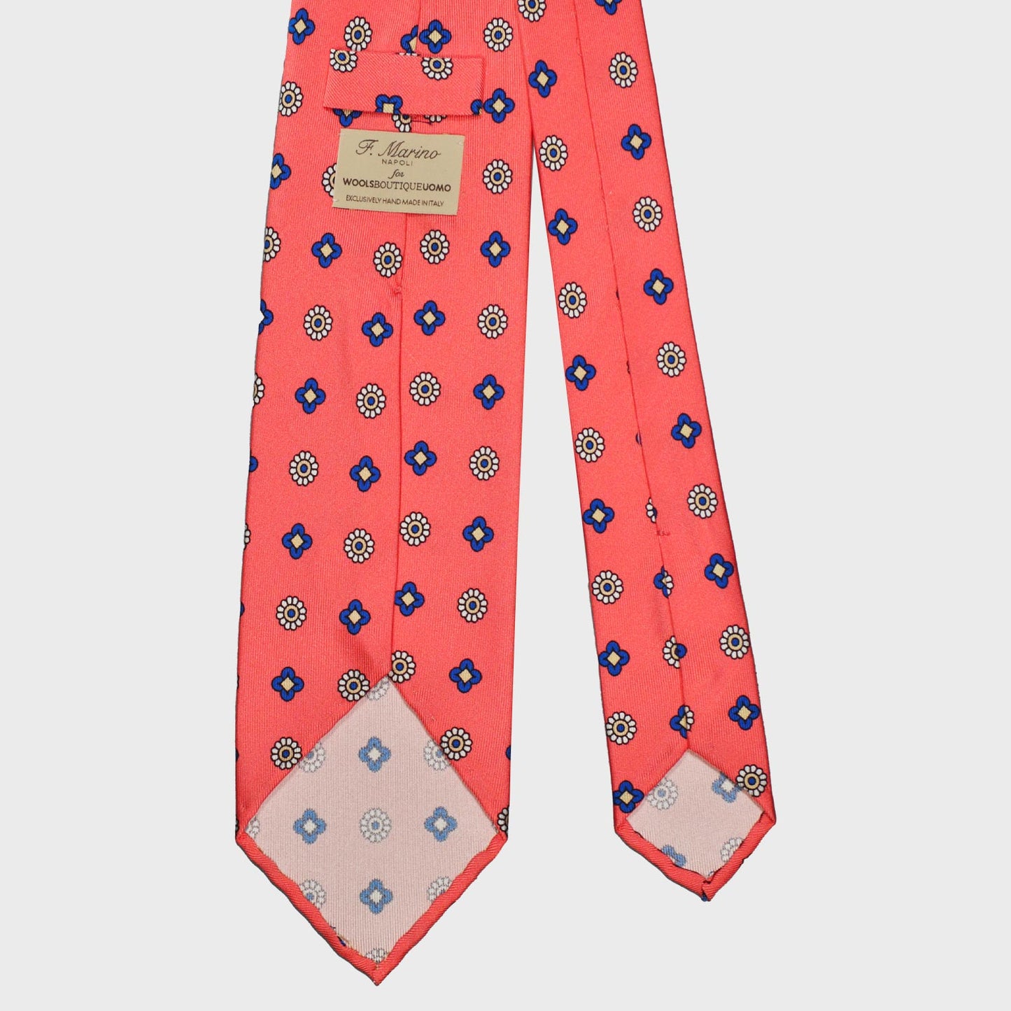 Salmon Pink Silk Tie Classic Diamonds Pattern