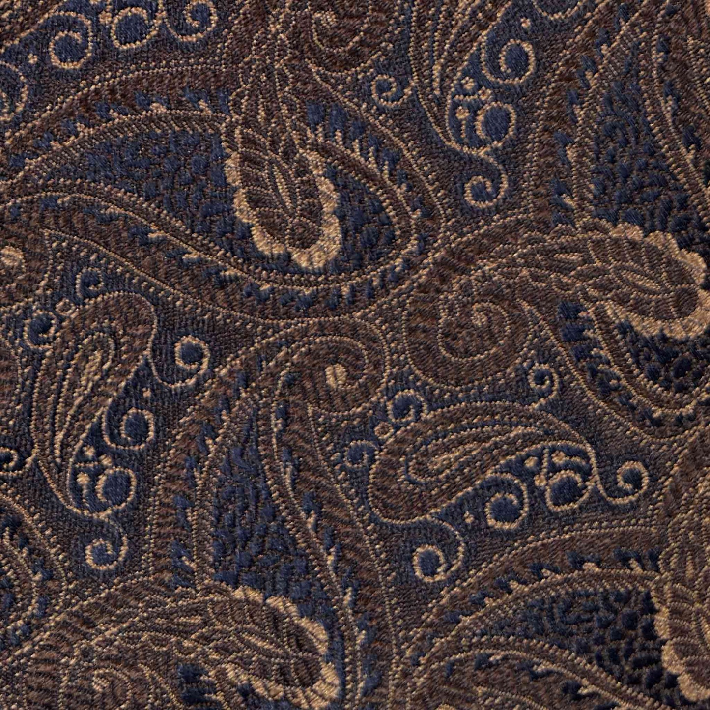 Antique paisley pattern silk tie navy blue brown beige detail