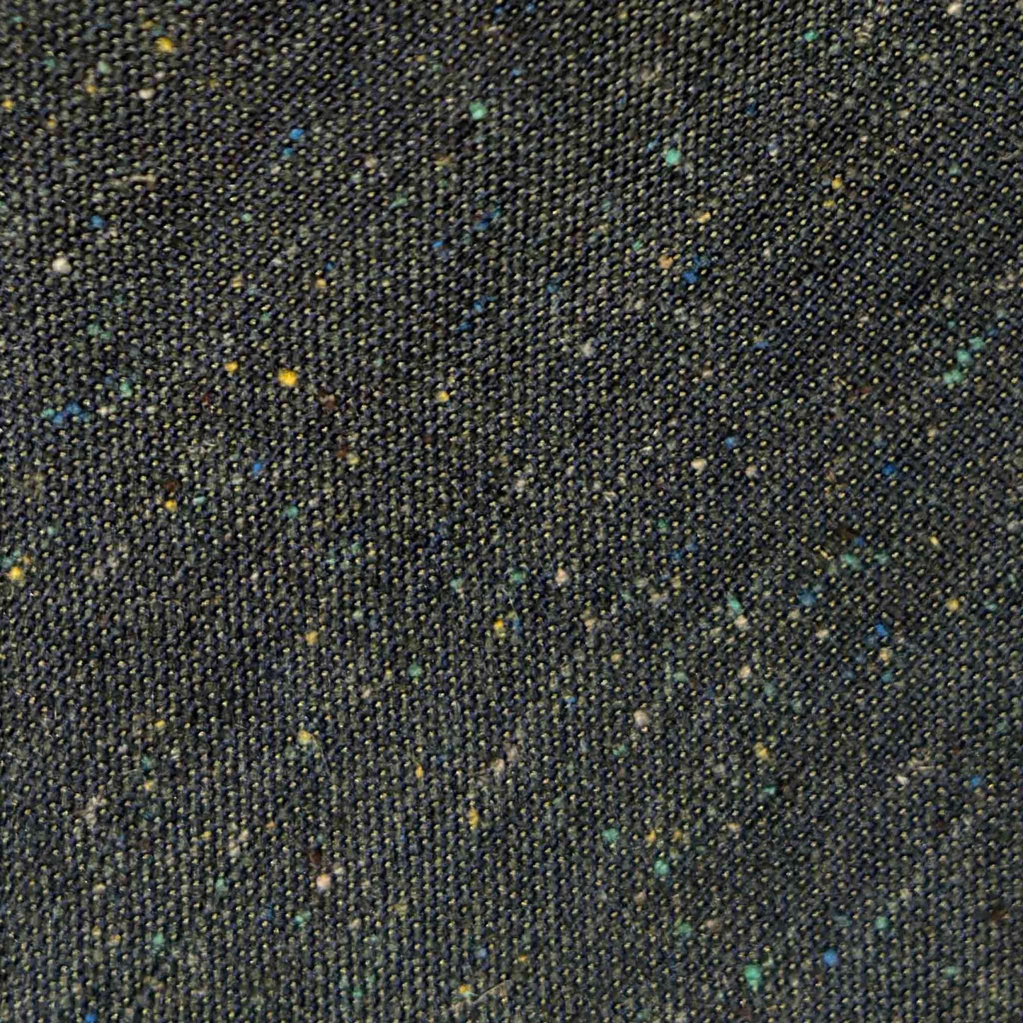 Donegal pattern silk tie mud green with yellow light blue and white